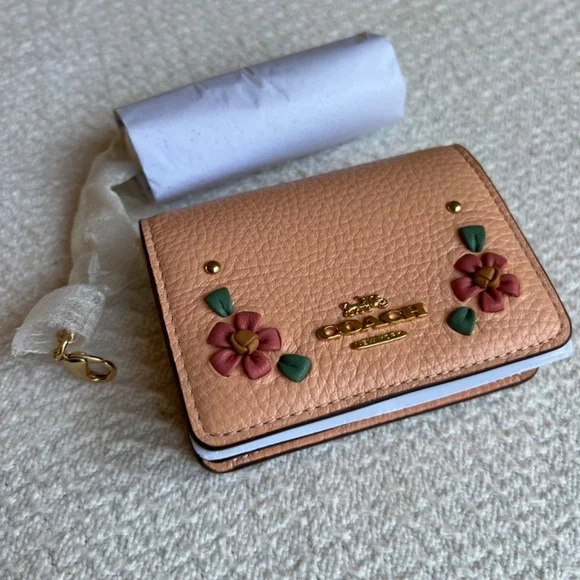 COACH Mini Wallet On A Chain With Floral Whipstitch BRAND NEW WITH TAGS - Picture 6 of 12